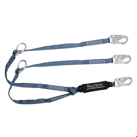 Falltech ViewPack Shock Absorbing Lanyard With 3 Snap Hooks and 2 Tie Back D-Rings, 310 lb Load, 6 ft L,  826082D